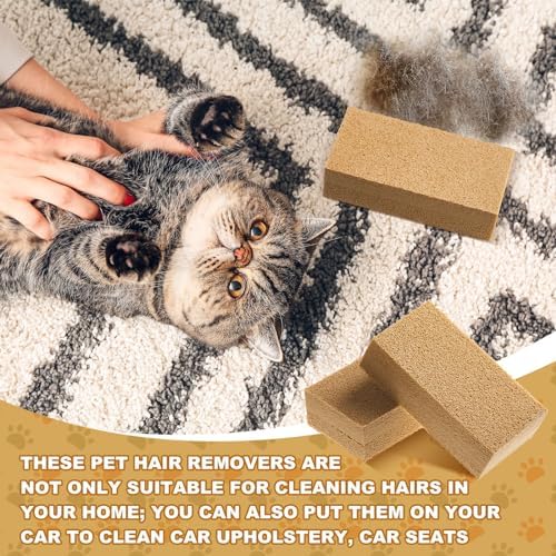 3 Pack Pet Hair Remover Sponge Cat and Dog Hair Sponge, Khaki