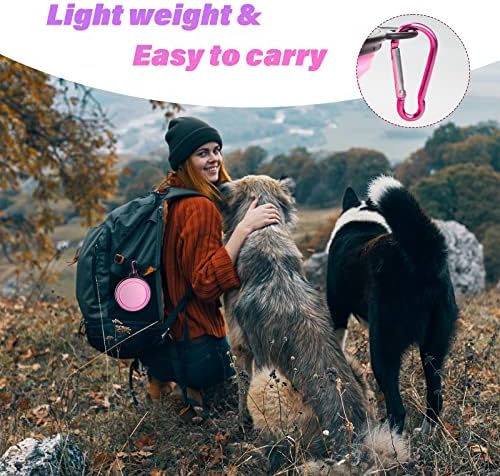 Dog Bowl Pet Collapsible Bowls, 2 Pack Collapsible Dog Water Bowls for Cats Dogs, Portable Pet Feeding Watering Dish for Walking Parking Traveling with 2 Carabiners (Small, Black & Pink)