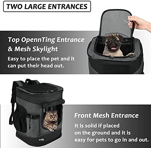 Solaris Adjustable Pet Carrier Backpack for Dogs and Cats, Puppies, Portable Cat Carrier Backpack with Bottle Pocket, Two Mesh Window for Breath