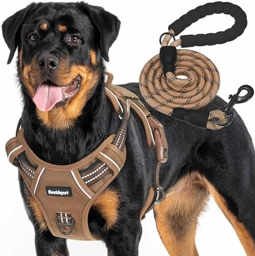 Beebiepet Heavy Duty Tactical Dog Harness for Small Dogs, No Pull Adjustable Pet Harness Reflective Service Training Easy Control Pet Vest Military K9 Working Dog Harnesses-X- Large, Brown