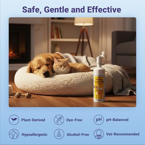 Paw Cleaner for Dogs and Cats, No-Rinse Puppy Paw Washer, Larger 7oz Dog Foaming Foot Cleanser with Scrubber Brush for Dirty Paws, Safe and Hypoallergenic, Dog Essential and Grooming Supplies