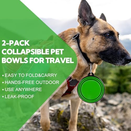Collapsible Dog Bowl for Travel,2-Pack 12oz Pet Portable Water Food Bowls