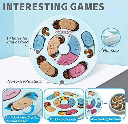 Joansan Interactive Dog Puzzle Game Toys, Dog Enrichment Toys for Puppy Mentally Stimulating Treat Dispenser Dog Treat Puzzle Feeder for Small,Medium and & Large Dogs Treat Training (Blue)