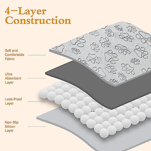 Qeils Reusable Puppy Pads, Washable Pee Pads, Leakproof 30"x 34" 4 Pack