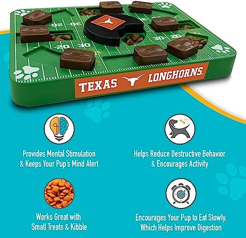 Pets First NCAA Texas Longhorns Puzzle Toy, Puzzle Treat Dog Toy, Interactive Dog Treat Toy, Dog Puzzle Feeding Slow Toy
