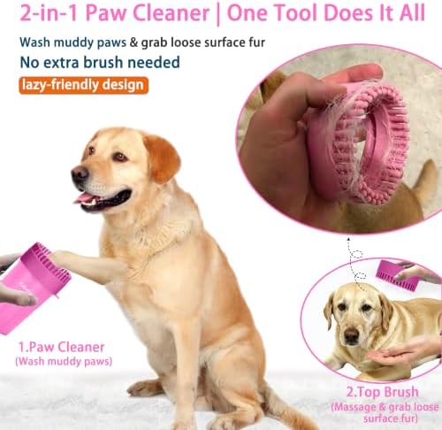 Dog Paw Cleaner Cup with Detachable Top Brush for Small-Medium Dogs