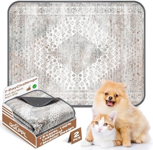 Washable Reusable Dog Pee Pads for Cats 2 Pack Waterproof Non-Slip