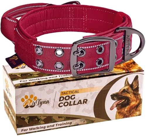 ADITYNA Heavy Duty Dog Collar for Extra-Large Dogs with Traffic Handle
