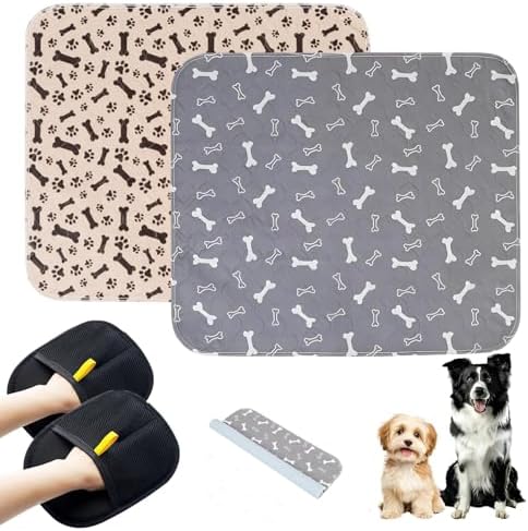 2PC Puppy Pee Pads with Pheromones, Washable Puppy Training Pads for Dogs Reusable Puppy Potty Pads for Dogs and Cats(with Pet Hair Removal Gloves)