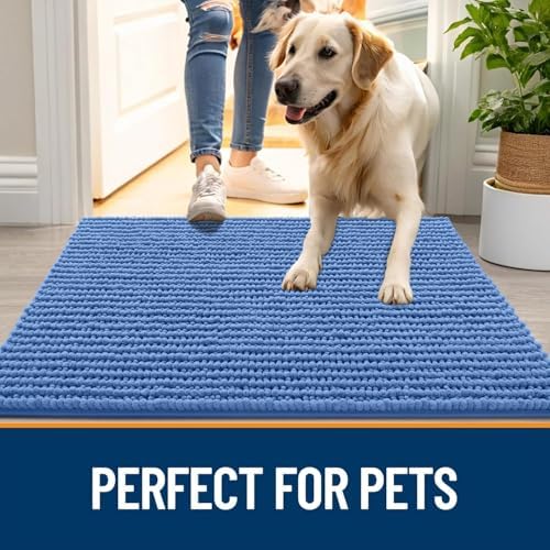 OLANLY Dog Door Mat for Muddy Paws 34x21, Extra Absorbent Chenille Mud Mat