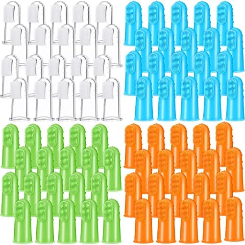 Nuogo 80 Pack Bulk Dog Finger Toothbrushes