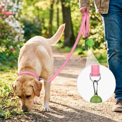 Joytale Reflective Dog Leash for Medium & Large Dogs, 6 FT x 1", Pink