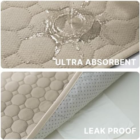 H.VERSAILTEX Premium Washable Pee Pads for Dogs 2 Pack Super Absorbent 100% Waterproof Reusable Non-Slip Quilted Puppy Training Pads for Crate Playpen Whelping & Potty Training(36"x36", Beige)
