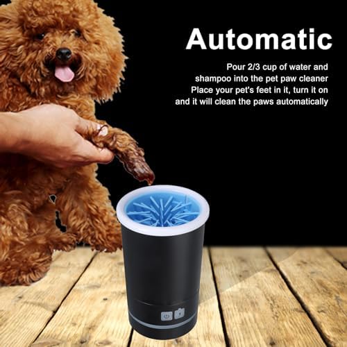 Automatic Dog Cleaner, Soft Electric Washer Cup, USB Rechargeable, Portable, for Small to Medium Dogs and Cats, Black White