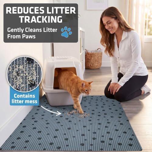 Drymate Cat Litter Box Mat Litter Trapping Mat Dark Grey 28x36 XL, 12-Pack