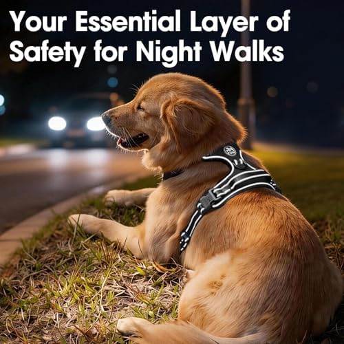 PoyPet No Pull Dog Harness Medium, Reflective Vest with Front Clip & Handle