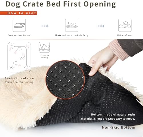 nononfish Extra Small Dog Crate Bed, 22"x13", Faux Shag Fur, Non-Skid Bottom