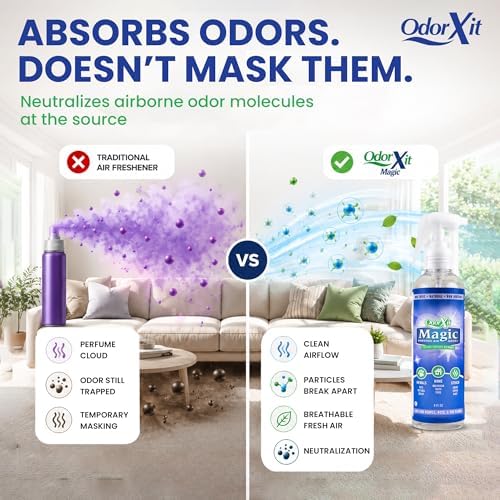 OdorXit Magic Air Odor Neutralizer Spray, Powerful Dog & Cat Urine Odor Neutralizer, Safe Air Refresher for Home, Safe Odor Absorber for Pet, Closet & Any Strong Odor Remover, 8oz