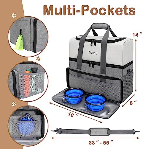 Mancro Dual Layers Dog Travel Bag, Dog Mom Gifts, Road Trip Essentials