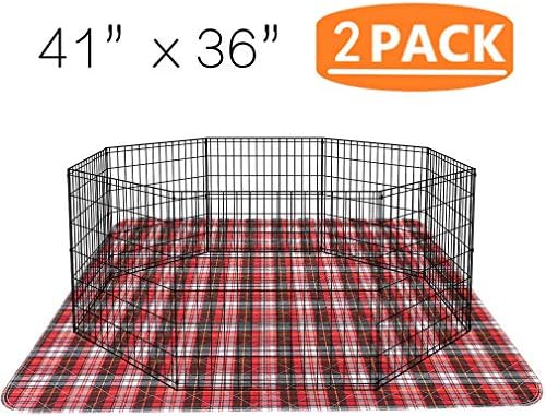 KOOLTAIL Washable Pee Pads for Dogs - Waterproof & Non-Slip Plaid Puppy Potty Training Pads, Reusable Whelping Pads, Dog Food Feeding Mat, 36"x41"