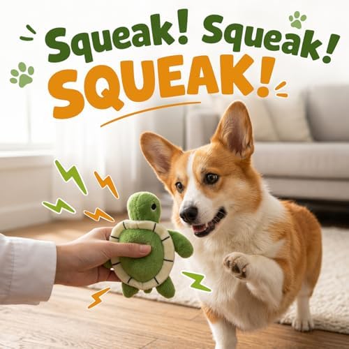 Hollypet Squeaky Hide and Seek Dog Toys for Small and Medium, 4 Turtles