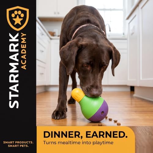 Starmark Bob-A-Lot Interactive Dog Pet Toy, Large, Yellow/Green/Purple