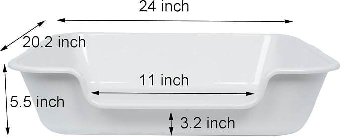 2 Pack of Extra Large Cat Litter Box (ABS Material), Low Entry Senior Litter Pen for Geriatric Kitty Big Cats, Jumbo Pet Safe Litter Boxes Tray for Indoor Pets Potty (Gray, 24" L x 20" W)