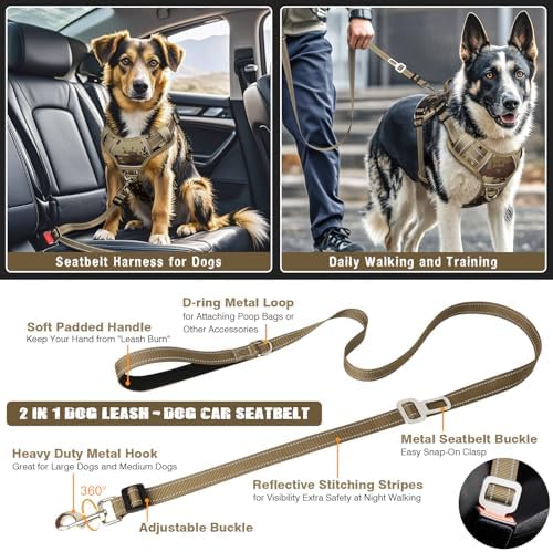 Tactical Service Dog Vest and Leash Set with 10 Patches Camo S