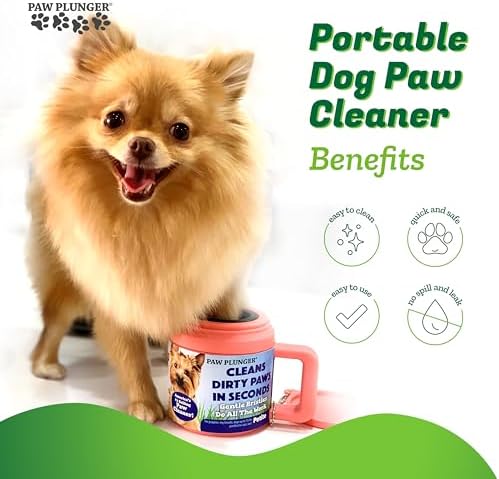 Paw Plunger for Dogs - Portable Dirty Paw Washer for Medium Sized Dogs – Ideal for Dogs Weighing 15-75lbs – Cleaner Pet Paws to Save Floors / Furniture / Carpet / Vehicle from Muddy Paw Prints – Blue