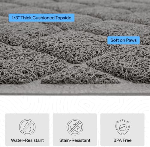 GORILLA GRIP Cat Litter Box Mat, Coiled Mesh Trapping Mats, 40x28 Gray