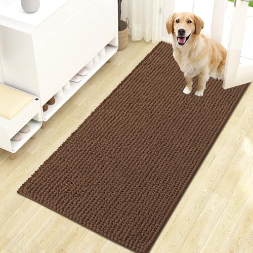 OLANLY Dog Door Mat for Muddy Paws 47x24, Extra Absorbent Chenille Mud Mat