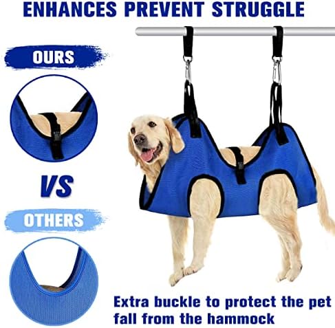 Dog Grooming Hammock Grooming Harness for Small Dogs Pet Grooming Hammock with Nail Clippers/Nail File/Comb Breathable Dog Nail Harness Hanging for Nail Trimming,Ear,Eye Care Home Grooming Set