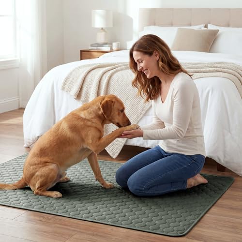 H.VERSAILTEX Premium Washable Pee Pads for Dogs 1 Pack Super Absorbent 100% Waterproof Reusable Non-Slip Quilted Puppy Training Pads for Crate Playpen Whelping & Potty Training(72"x72", Sage)