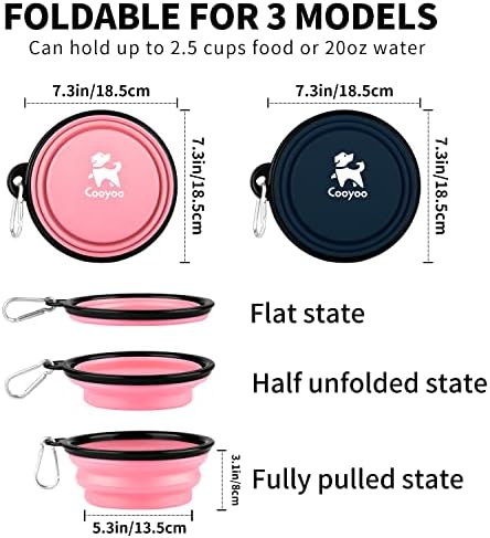 COOYOO Collapsible Dog Bowl,2 Pack Collapsible Dog Water Bowls for Cats Dogs,Portable Pet Feeding Watering Dish for Walking Parking Traveling with 2 Carabiners