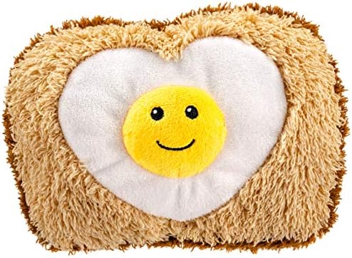 Giftable World Pet 5 by 7 Inches Plush Pet Toy Egg in Toast with Squeaker