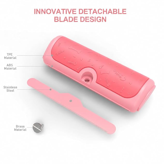 Dog and Cat Deshedding Brush for Short Hair Pets, Pink | Metal shedding blade for loose fur, short to medium coats and daily grooming