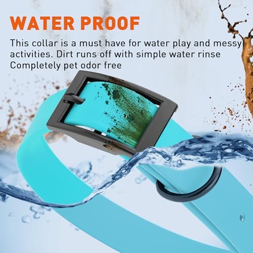 Dogline Biothane Waterproof Dog Collar Strong Coated Nylon Webbing with Black Hardware Odor- Proof for Easy Care Easy to Clean High Performance Fits Small Medium or Large Dogs, Sky Blue