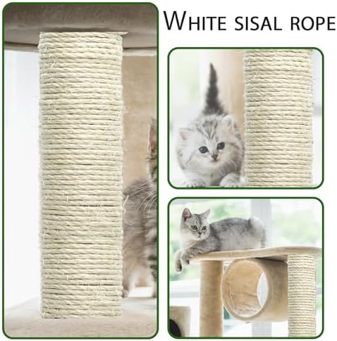 Cat Sisal Rope 164-Feet 4mm for Scratcher Repair and Replace Scratching Post, DIY Hemp Twine Rope for Cat Tree Tower Carpet Mat Kicker House, Pet Toy, and Crafts Gardening Home Decorating (Pack of 2)