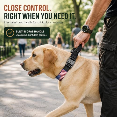 Tactical Dog Collar with Handle, Heavy Duty Nylon for Large Dogs
