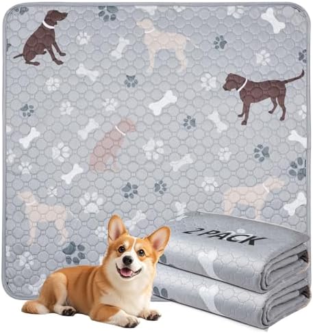Mozin Washable Pee Pads for Dogs, 2 Pack Super Absorbent Dog Training Pads Leakproof Non-Slip Reusable Puppy Pads, Waterproof whelping Pad for Housebreak, Playpen, Crate,Potty Training, Couch- 18"x24"