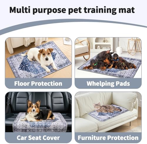 Washable Pee Pads for Dogs and Cats 2 Pack Reusable Puppy Training Pads 24"x18" Super Absorbent Waterproof Dog Training Pads, Non-Slip and Leak-Proof Whelping Pads for Pet Housebreaking Deep Blue