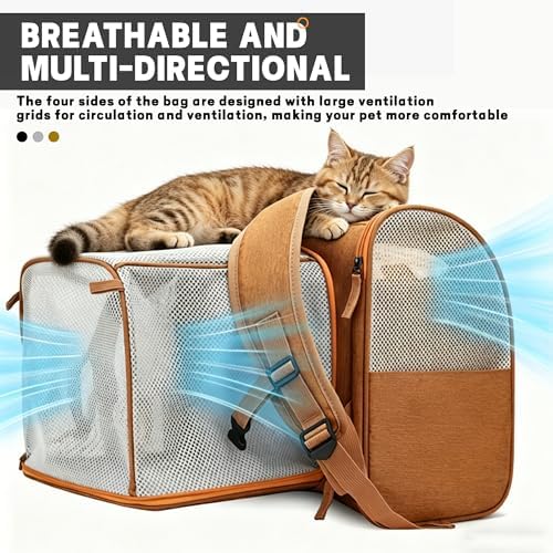 Pet Carrier Backpack, Expandable & Collapsible, Breathable Mesh Design, Portable Travel Bag for Large/Medium/Small Dogs, Cats & Puppies