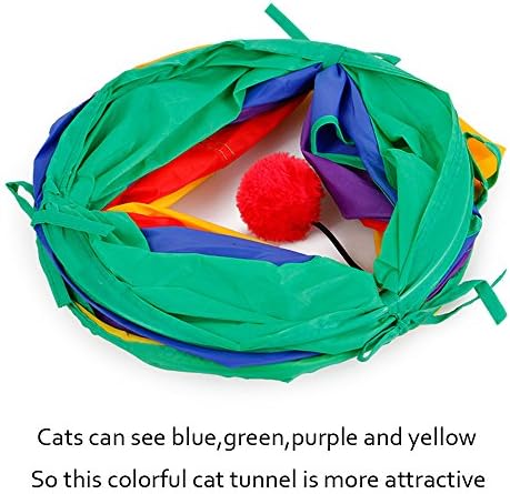 Ace One Cat Tunnel Pet Tube Collapsible Play Toy Indoor Outdoor Kitty Toys for Puzzle Exercising Hiding Training and Running with Fun Ball and 2 Peek Hole