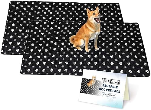 EZwhelp Reusable Dog Pee Pads, Washable Waterproof Mat 48x60 in, 2 Pack