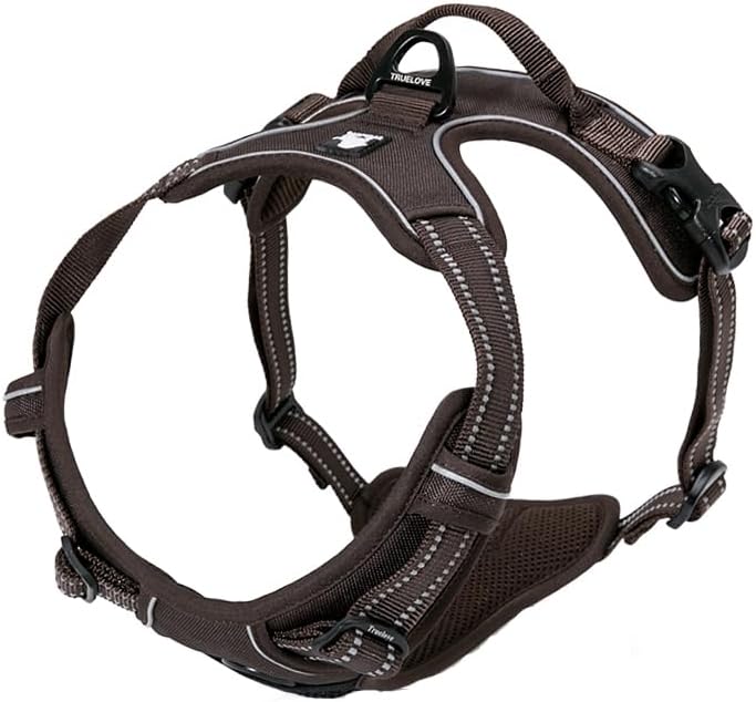 TRUE LOVE Adjustable No-Pull Dog Harness Reflective Pup Vest Harnesses Comfortable Control Brilliant Colors Truelove TLH5651(Brown,S)