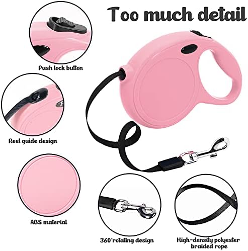 Automatic Retractable Dog Leash,16-Foot High-Density Braided Rope Upgraded Version Buckle Lock,One-Hand Pause,Lock Suitable for Small and Medium Sized Dogs Pink Dog Leash Retractable,