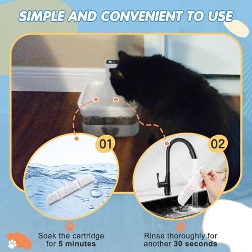12Packs Replacement Filters Compatible with Downy Paws Cat Water Fountain - Triple Filtration Filters for DownyPaws 84oz/2.5L Wireless Pet Fountain DPWFP6 (12 Filters & 12 Sponges)