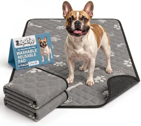 Washable & Reusable Pee Pads for Dogs (Light Grey,24*36，2 Packs)