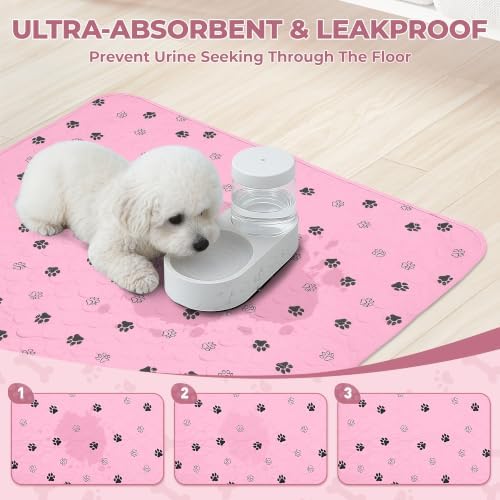 Fostanfly Washable Pee Pads for Dogs, 2 Pack 63"x63" Training Pads, Pink