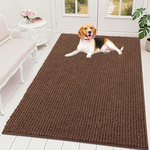 OLANLY Dog Door Mat for Muddy Paws 59x35, Extra Absorbent Chenille Mud Mat